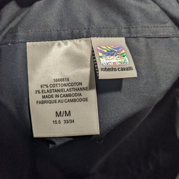 Roberto Cavalli | Camicia Comfort Fit Monogram Shirt in Black - Picture 10 of 13